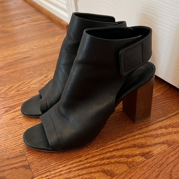 Vince Faye Open Toe Black Leather Bootie - Picture 6 of 8